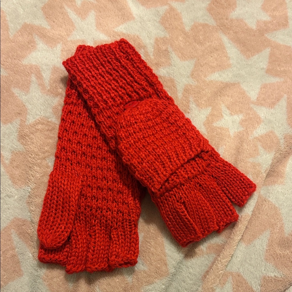 Red Knit Convertible Mittens